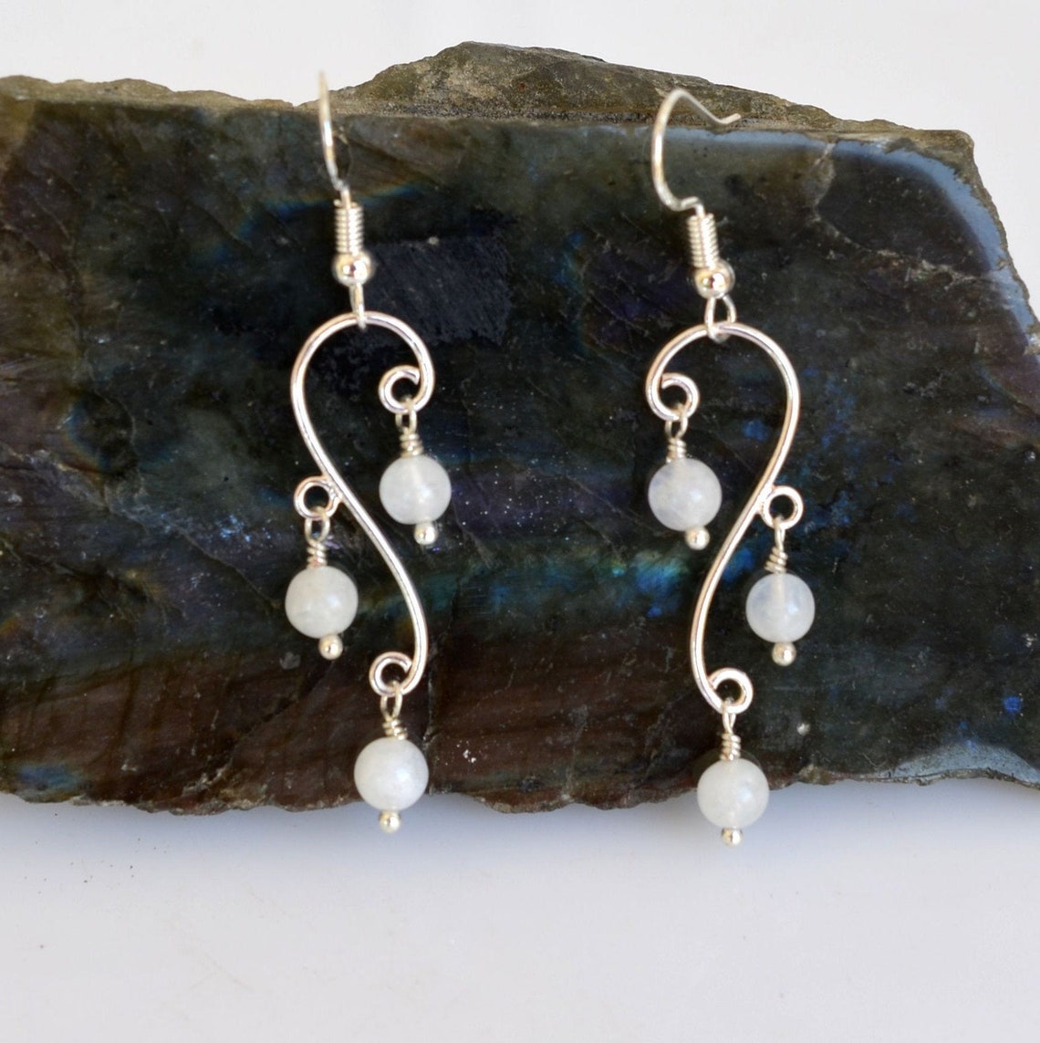Moonstone Earrings Chandelier Moonstone Earrings Sterling Etsy