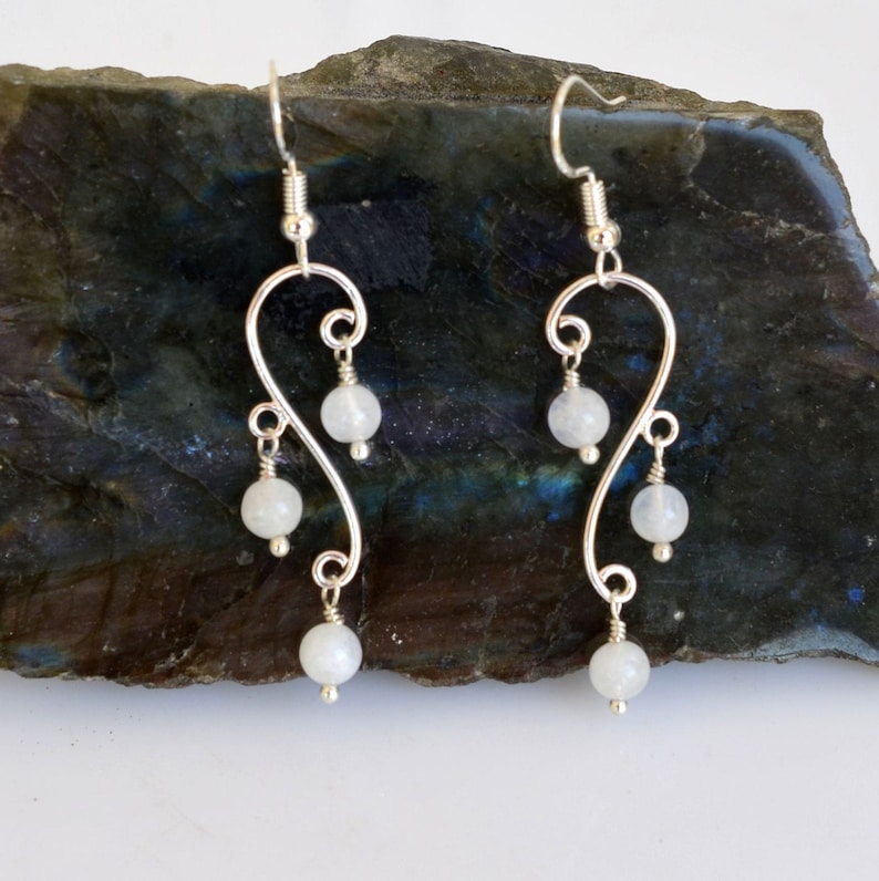 Moonstone Earrings Chandelier Moonstone Earrings Sterling Etsy