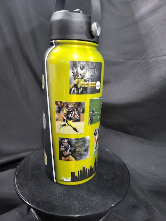 Steelers Custom 32oz Stainlrss Steel Water Bottle. 