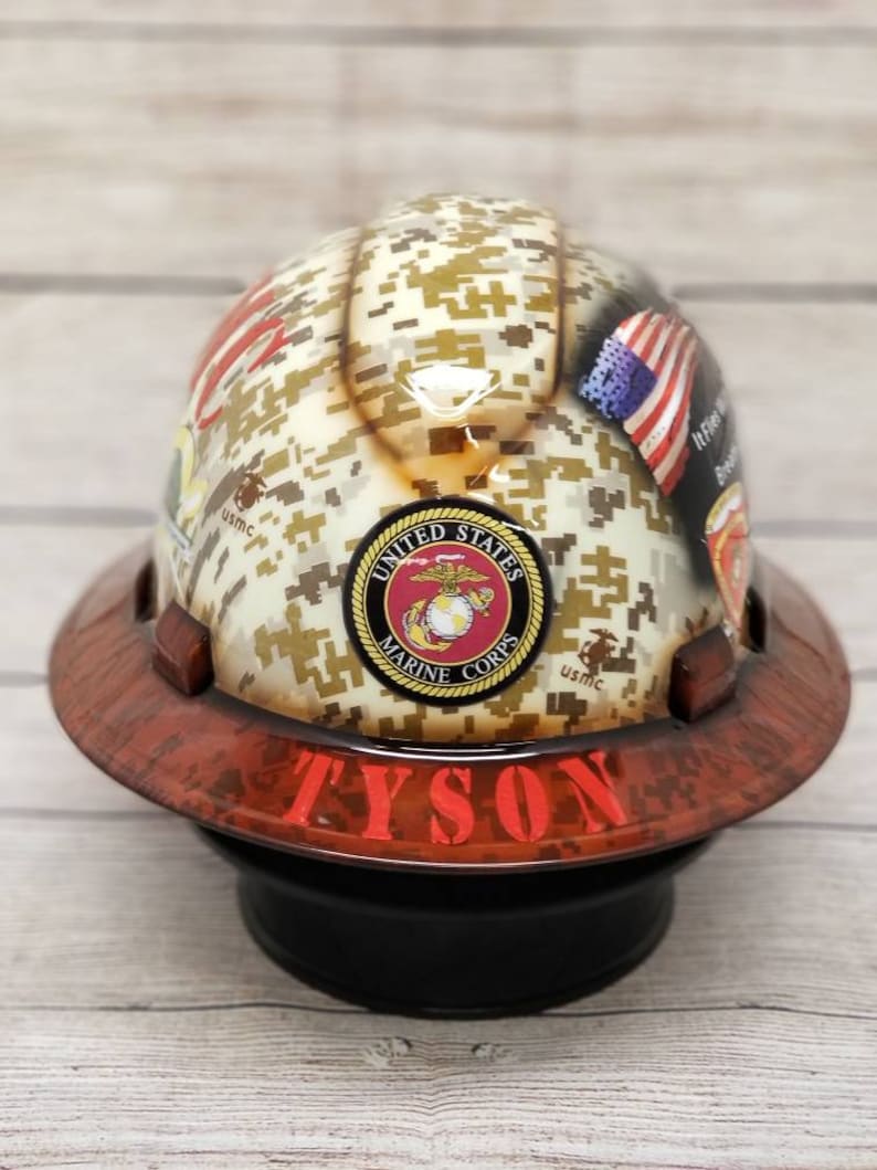 USMC full brim custom hard hat Etsy