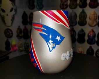 New England Patriots custom double insulated wine glass
