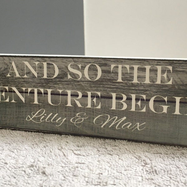 And so the adventure begins personalised hanging and  Free Standing Wooden Sign