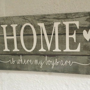 Distressed shabby chic Home Sweet Home  boys Plaque Wooden Sign