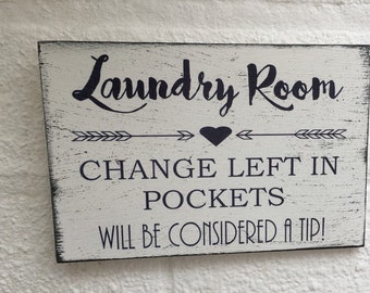 Distressed shabby chic Laundry plaque Wooden Sign