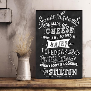 Rustic metal sweet dreams are made of cheese stilton fun hanging sign plaque