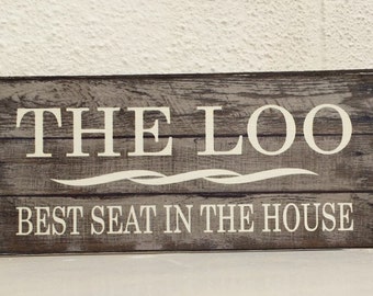 Rustic Loo Sign: Shabby Chic Wooden Plaque