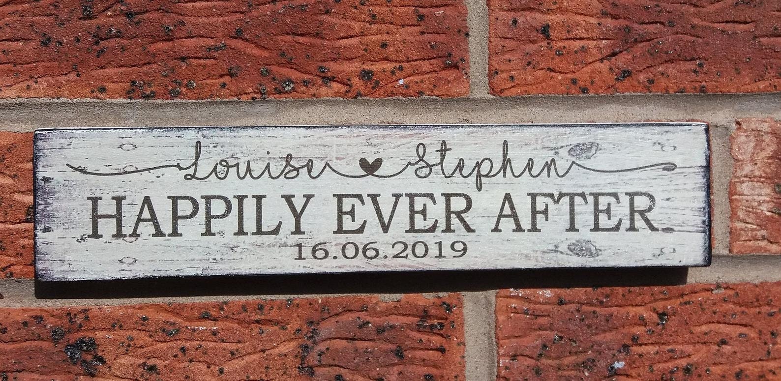 Distressed shabby chic personalised happily ever after Free Standing Wooden Sign