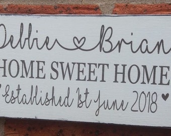 Distressed shabby chic Personalised Home Sweet Home  Plaque Wooden Sign