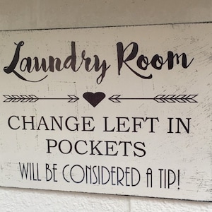 Rustic Distressed shabby chic Laundry plaque Wooden Sign Large