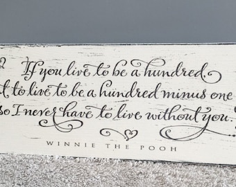 Placa de Winnie the Pooh: Letrero de madera estilo shabby chic
