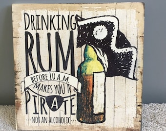 Cartello in metallo pirata che beve rum: arredamento da bar shabby chic