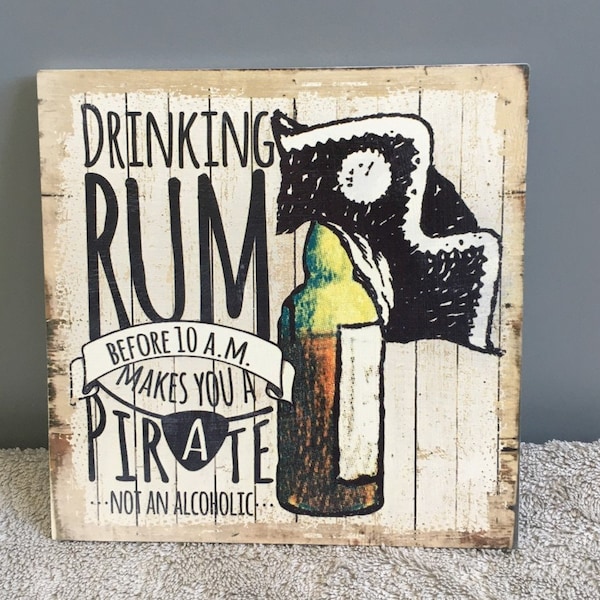 Drinking rum Metal fun Sign  pirate sign