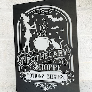 Halloween Apothecary Shoppe Potions Elixirs Free Standing Metal Sign