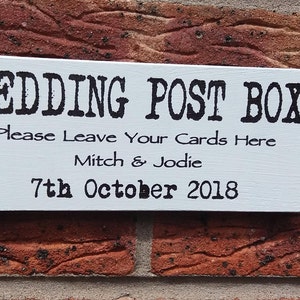 Shabby chic wedding post box Sign personalised cards plaque image 1