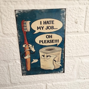 Targa da appendere in metallo per bagno divertente, scherzo divertente sul water