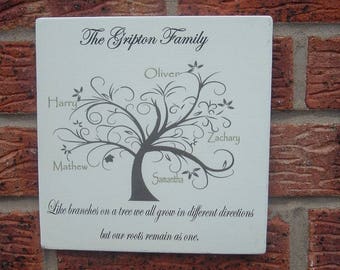 Personalized family tree Wooden Sign plaque gift idea