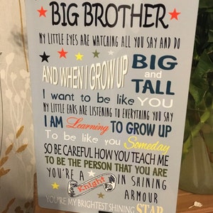 Handmade Big Brother Metal Sign: Shabby Chic Plaque (12x8 inch)