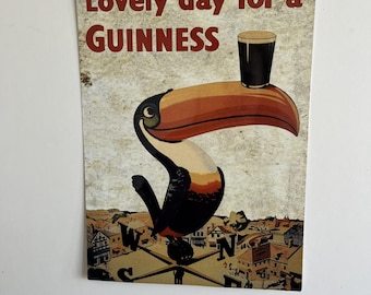 Metal Toucan Guinness Sign Plaque – Vintage Style Wall Art - Pub Decor