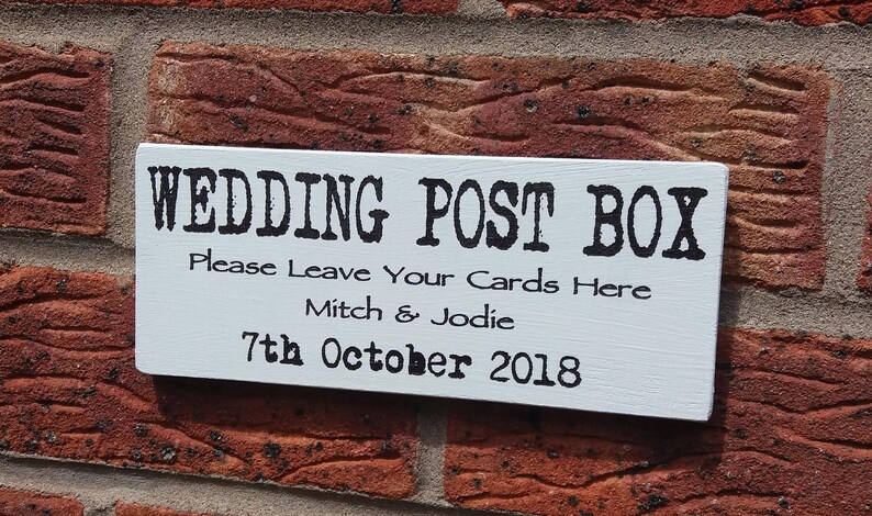 Shabby chic wedding post box Sign personalised cards plaque image 2