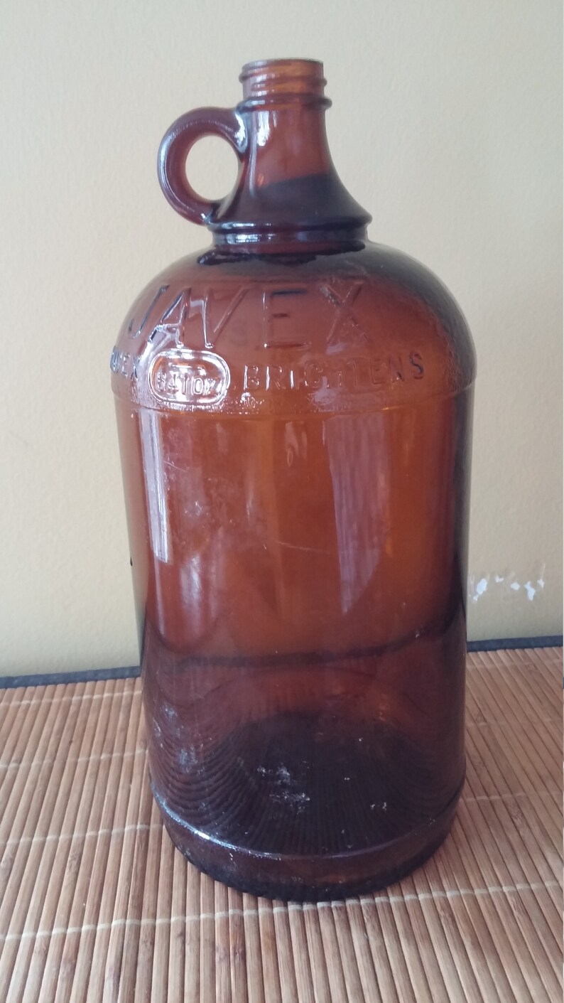 Vintage Brown Glass Javex Bleach Glass Bottle 64 oz Etsy