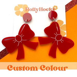 Statement Bow custom colour acrylic earrings