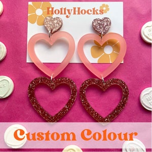 Custom Colour Heart Drop Acrylic Earrings