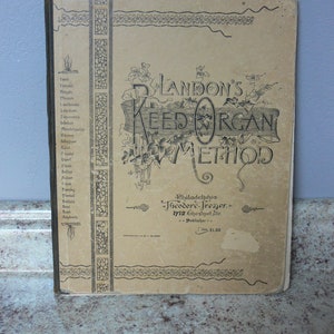 Antique Landon’s Reed Organ Method song music book hardcover 1891