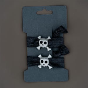 Skull and Cross Bones Hair-ties (pair of two) | Solid Stainless Steal | Goth, Emo, Pirate, Edgy, Unique, Grunge, Cross Aesthetic | Handmade