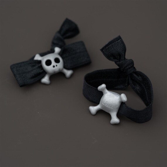 Skull and Cross Bones Hair-ties (pair of Two) | Solid Stainless