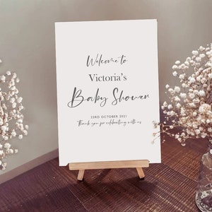 Baby Shower - Cartello di benvenuto - Semplice scritta a croce semplice o testo semplice - Stampa poster personalizzata su cartoncino per cavalletto o incorniciato.