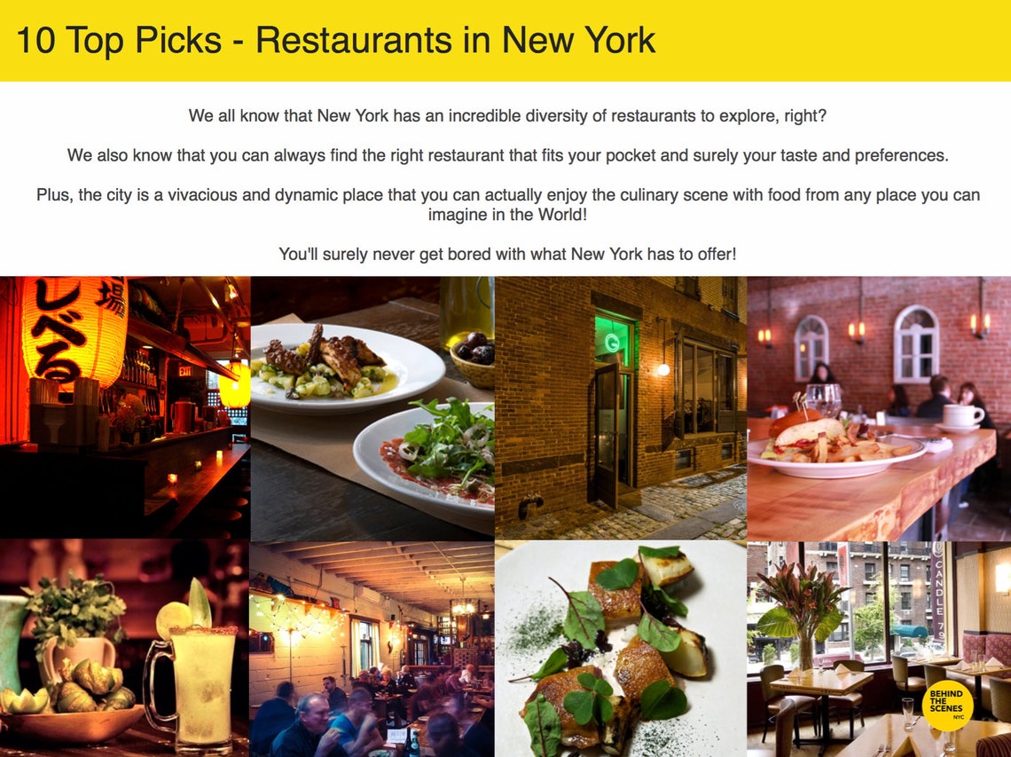 Top 10 Coolest Restaurants In NYC Etsy