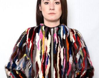 Rainbow Mink Fur Jacket. Mink jacket for woman!!