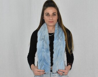 Mink Fur Scarf | Women Scarf Made of Mink | Blue Sea Fur Scarf | Winter scarf | Large Fur Scarf | Gift For Her | Mink Fur Neck  Wrap