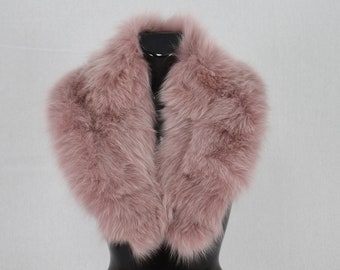 Amazing  Real Natural Salmon Fox Fur Collar. Extra gift:  Fox Fur Cuffs Salom color