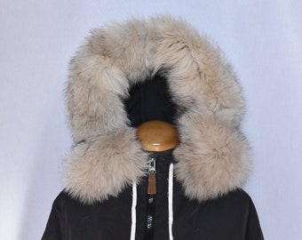 Fox Fur Stripe   | Detachable Fur Trim For Hood | Fur For Hood | Fox Fur Collar | Beige Fur Scarf | Fur For Parka