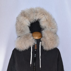 Fuchspelz Streifen | Abnehmbarer Pelzbesatz für die Kapuze | Kapuzenpelz | Fuchspelzkragen | Beige Pelz-Schal | Pelz Für Parka