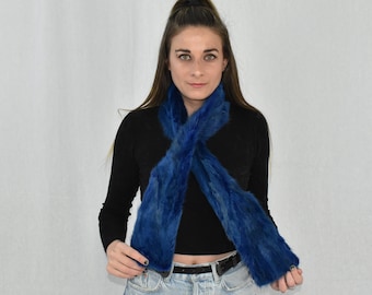 Mink Fur Scarf | Warm Fur Scarf | Blue Fur Scarf | Winter scarf | Large Fur Scarf | Gift For Her | Mink Fur Neck  Wrap