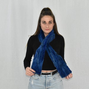 Mink Fur Scarf | Warm Fur Scarf | Blue Fur Scarf | Winter scarf | Large Fur Scarf | Gift For Her | Mink Fur Neck  Wrap