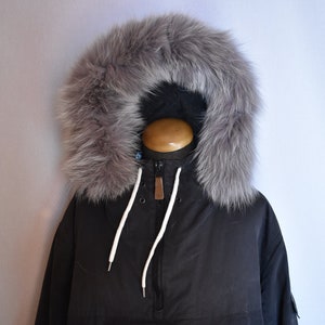 Gray Fur For Hood | Fur Trim For Hood | Detachable Fur trim Hood | Fur Collar