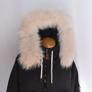 Abnehmbarer Pelzbesatz für die Kapuze | Kapuzenpelz | Fuchspelzkragen | Beige Pelz-Schal | Pelz Für Parka