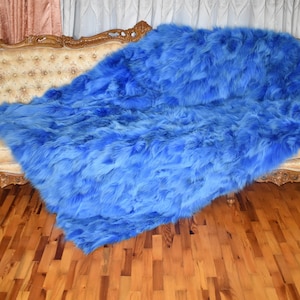 Blaue Koyote Pelzdecke | Luxuriöse Coyote Pelzdecke | Warme Felldecke | Luxus Sofa Bezug | Pelz decke für ihr Schlafzimmer