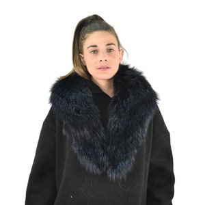 Gorgeous Real Natural Blue Black Color Fox Fur Collar image 1