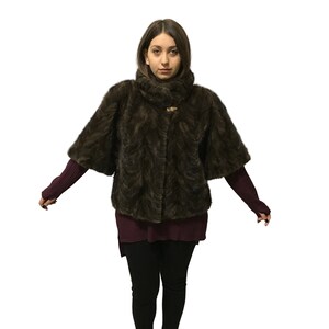 Real Brown Short Sleeved Mink Fur Jacket, Loose Fit Modern Design,Brown Mink Jacket | One size Mink Jacket Jacket