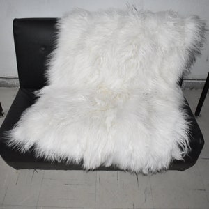 Mongolian  Fur Blanket | White Monglolian  Fur Throw | Fur Sofa Throw | Home Decor