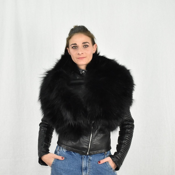 Fur Stole | Black Fox Fur Stole | Natural Fur Collar | Fur Etole | Luxury Gift