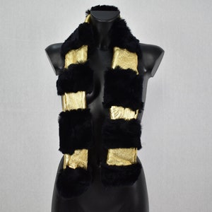 Gold sheepskin Scarf | Fur Scarf For Women | Winter Scarf Gift For Her | Fur Shawl | Wraps and Scarves