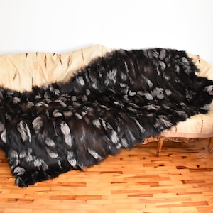 Fluffy Fox  Fur Blanket | Luxury Natural Silver Fox Fur Throw |  Fur Rug | Home Deco | FUR Accessories