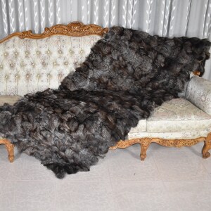 Fox Fur  Blanket , Fox Fur Throw , Crystal Fox Fur  Throw bedspread ,Fur Fox blanket throw , 100% HANDMADE , Home Decor