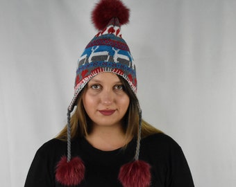 Winter Hats | Women Beanie | Hat With Pom Pom | Fur Pom Pom Hat For Women | Gift For Her