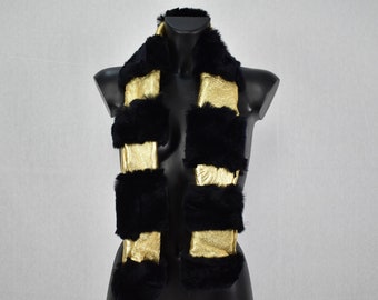Gold sheepskin Scarf | Fur Scarf For Women | Winter Scarf Gift For Her | Fur Shawl | Wraps and Scarves